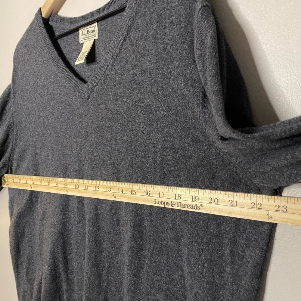 LL Bean cotton cashmere V neck sweater large tall LT navy blue - Picture 4 of 6